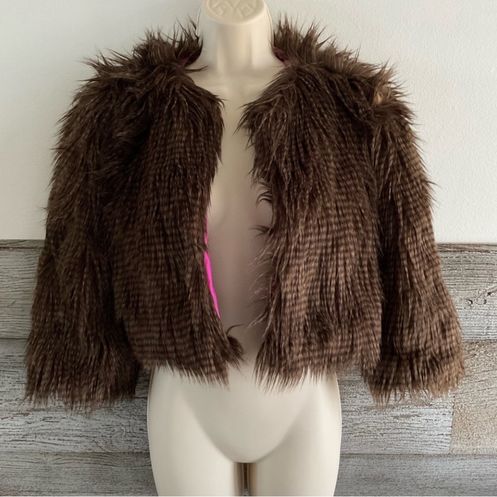 Bebe Cropped Faux-Fur Jacket size small